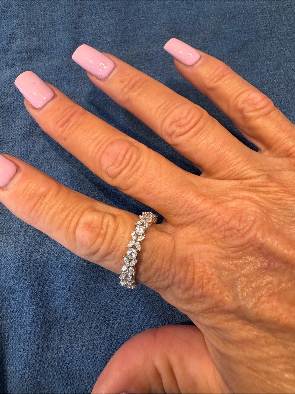 Sparkling Diamond Eternity Ring in Silver - Women Jewelry